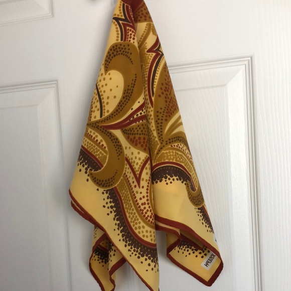 JALEH and JOSEPH Yellow and Brown Scarf Floral Elegant Scarf Scarf Retro - Picture 12 of 16